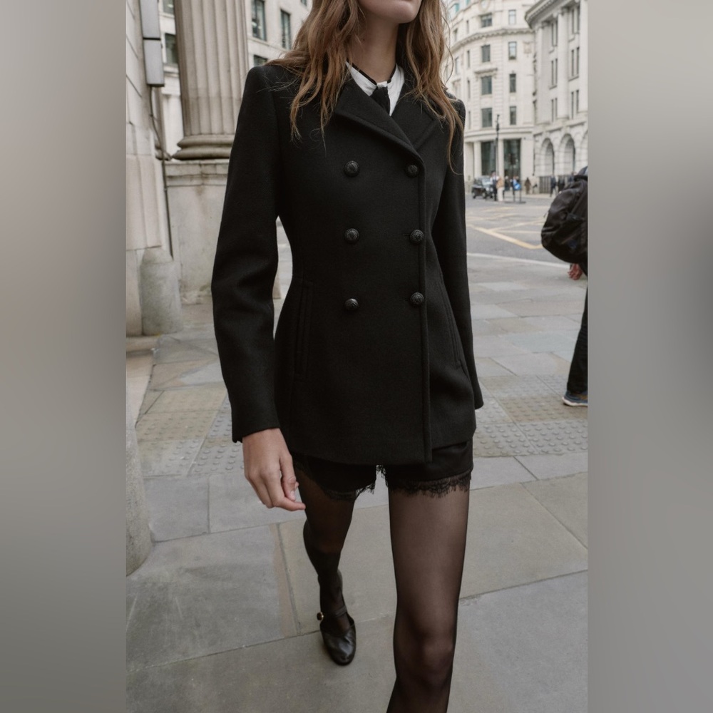 Zara Woman Wool Blend Car Coat